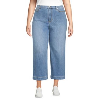Plus Size Lands' End High-Rise Wide Leg Crop Jeans
