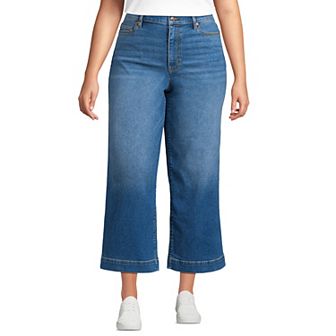 Plus Size Lands' End High-Rise Wide Leg Crop Jeans