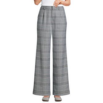 Petite Lands' End Brushed Flannel High-Rise Pleated Wide Leg Pants