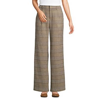 Petite Lands' End Brushed Flannel High-Rise Pleated Wide Leg Pants