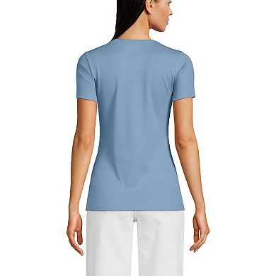 Petite Lands' End Short Sleeve Micro Rib Crewneck T-Shirt