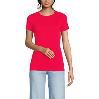 Petite Lands' End Short Sleeve Micro Rib Crewneck T-Shirt
