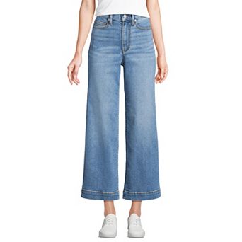 Women's Lands' End Recover Denim High Rise Wide Leg Crop Jeans