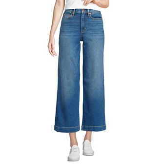 Women's Lands' End Recover Denim High Rise Wide Leg Crop Jeans