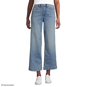 Women's Lands' End Recover Denim High Rise Wide Leg Crop Jeans