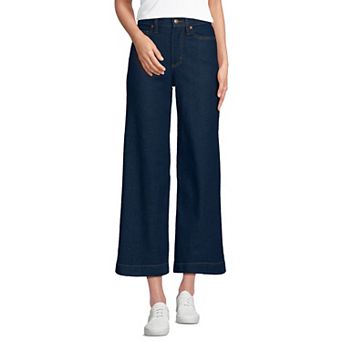 Women's Lands' End Recover Denim High Rise Wide Leg Crop Jeans
