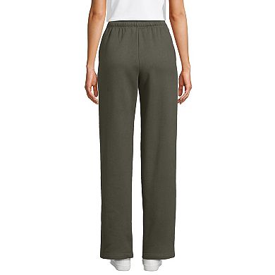 Petite Lands' End Fleece High-Rise Relaxed Straight Leg Pants