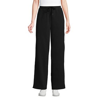 Petite Lands' End Fleece High-Rise Relaxed Straight Leg Pants