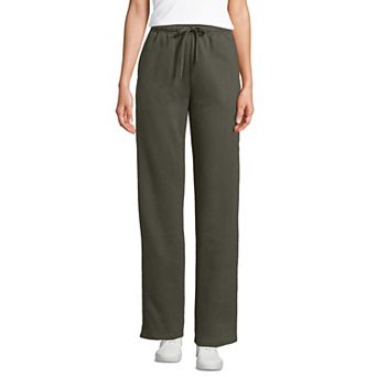 Petite Lands' End Fleece High-Rise Relaxed Straight Leg Pants