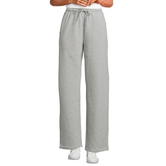 Petite Lands' End Fleece High-Rise Relaxed Straight Leg Pants