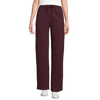 Petite Lands' End Fleece High-Rise Relaxed Straight Leg Pants