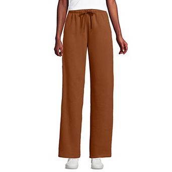 Petite Lands' End Fleece High-Rise Relaxed Straight Leg Pants