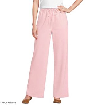Petite Lands' End Fleece High-Rise Relaxed Straight Leg Pants