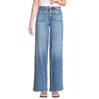 Petite Lands End Prosperity Denim High Rise Wide Leg Jeans