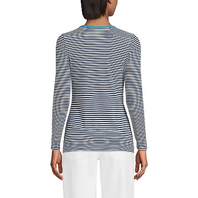 Petite Lands' End Long Sleeve Micro Rib Crewneck T-Shirt