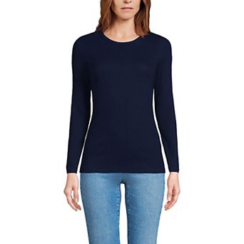 Petite Lands' End Long Sleeve Micro Rib Crewneck T-Shirt