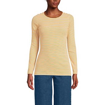 Petite Lands' End Long Sleeve Micro Rib Crewneck T-Shirt