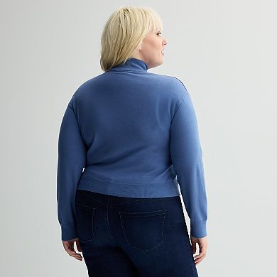 Plus Size INTEMPO™ Mockneck Faux Wrap Pullover Sweater