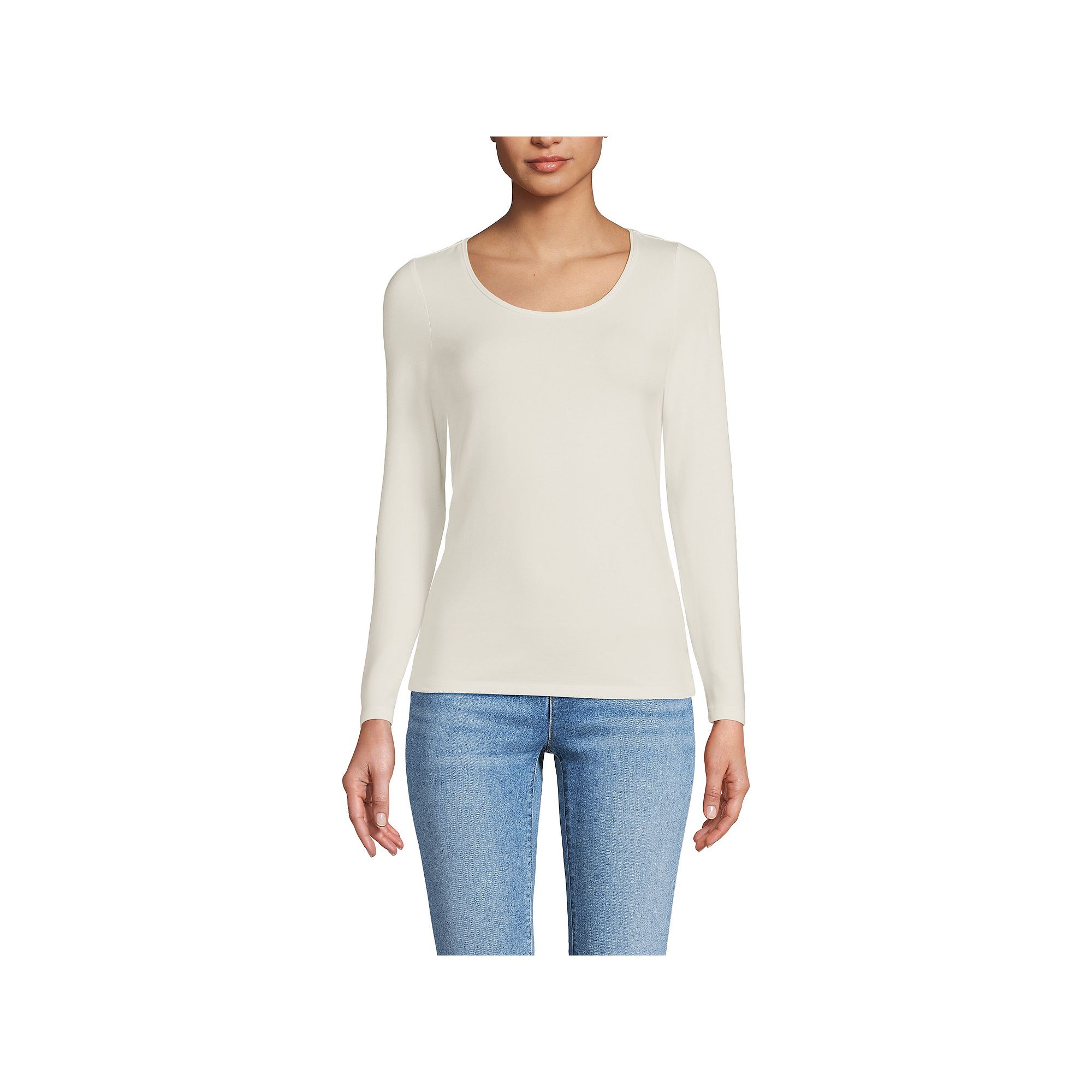 Petite Lands End Jersey Scoopneck T-Shirt, Womens, Size: Small Petite, Fr