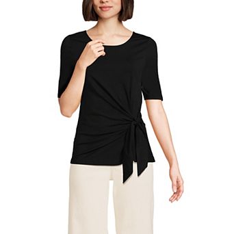 Petite Lands' End Elbow Sleeve Tie Front Top