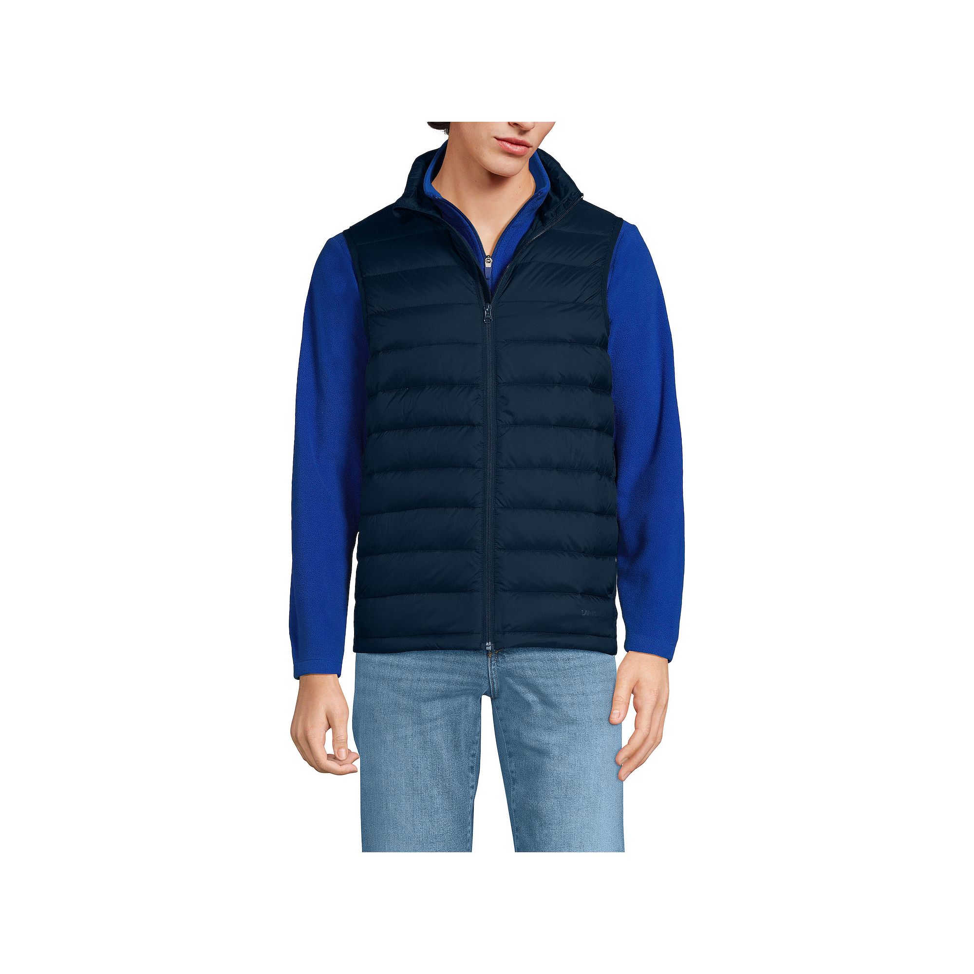 Mens Lands End Wanderweight Down Puffer Vest, Size: Small, Radiant Blue