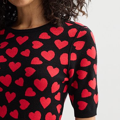 Women's Chelsea & Theodore Heart Jacquard Pullover Top
