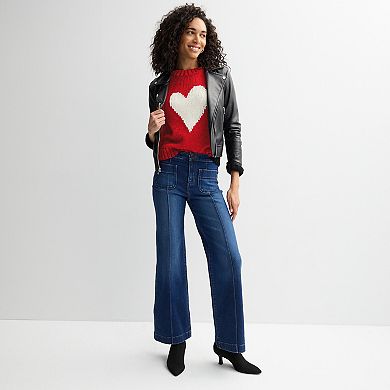 Women's Chelsea & Theodore Long Sleeve Heart Pullover Sweater