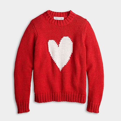 Women's Chelsea & Theodore Long Sleeve Heart Pullover Sweater