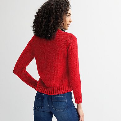 Women's Chelsea & Theodore Long Sleeve Heart Pullover Sweater