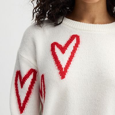 Women's Chelsea & Theodore Long Sleeve Heart Sweater