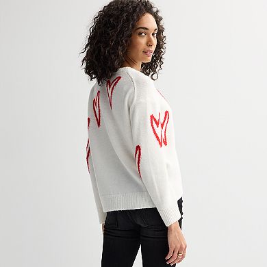 Women's Chelsea & Theodore Long Sleeve Heart Sweater