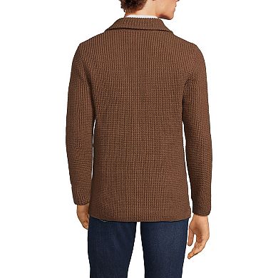 Men's Lands' End Waffle Stitch Sweater Blazer