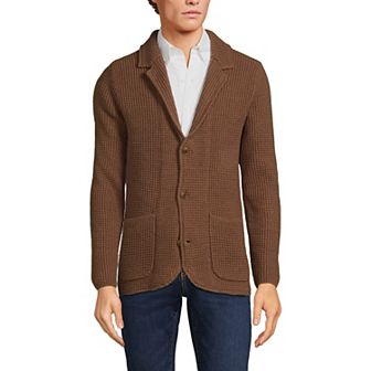 Men's Lands' End Waffle Stitch Sweater Blazer
