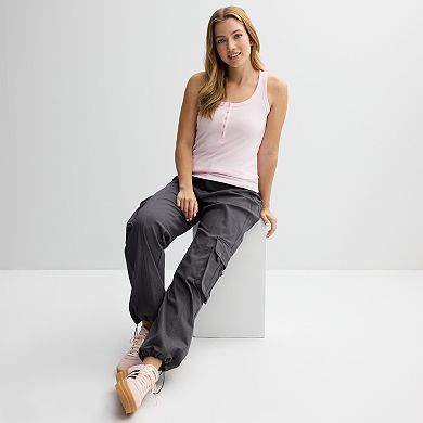 Juniors' SO® Rib Henley Tank