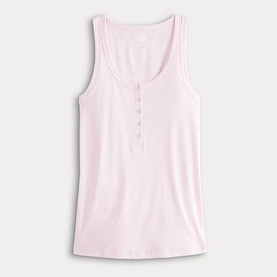 Juniors' SO® Rib Henley Tank