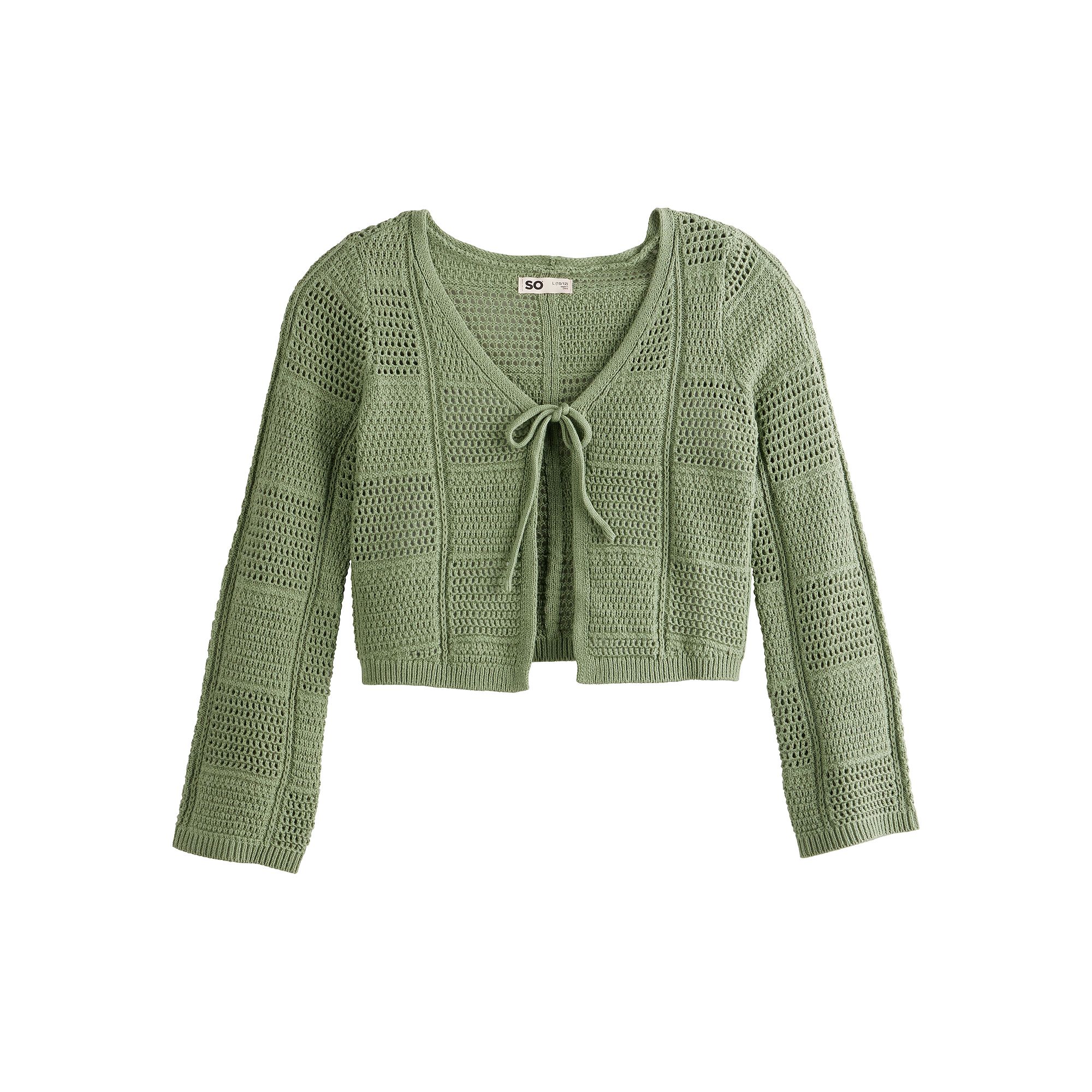 Girls 6-20 SO® Tie Front Cardigan in Regular and Plus Size, Girls, Size: 