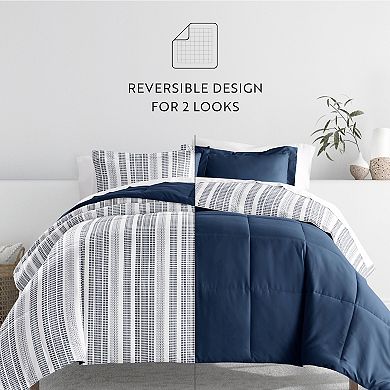 Urban Loft's Bedding Bundle, Patterned Microfiber Comforter Set And Solid Sheet Set
