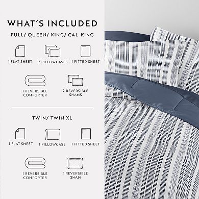 Urban Loft's Bedding Bundle, Patterned Microfiber Comforter Set And Solid Sheet Set