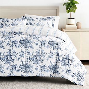 Urban Loft's Bedding Bundle, Patterned Microfiber Comforter Set And Solid Sheet Set