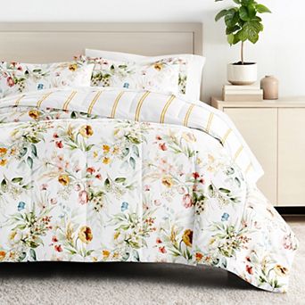 Urban Loft's Bedding Bundle, Patterned Microfiber Comforter Set And Solid Sheet Set