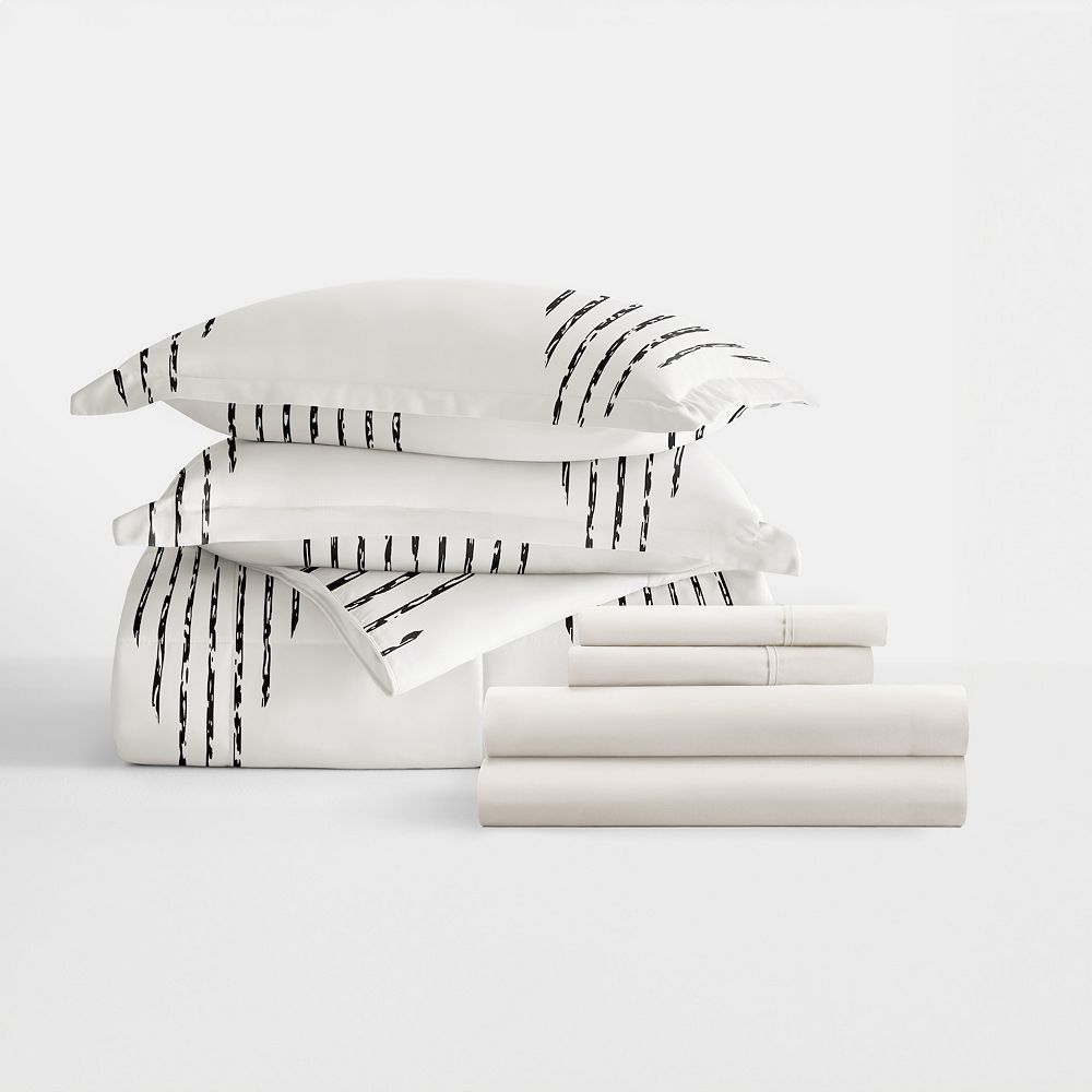 Urban Loft's Bedding Bundle, Patterned Microfiber Comforter Set And Solid Sheet Set