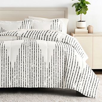 Urban Loft's Bedding Bundle, Patterned Microfiber Comforter Set And Solid Sheet Set