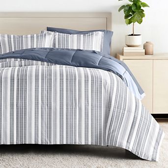 Urban Loft's Bedding Bundle, Patterned Microfiber Comforter Set And Solid Sheet Set