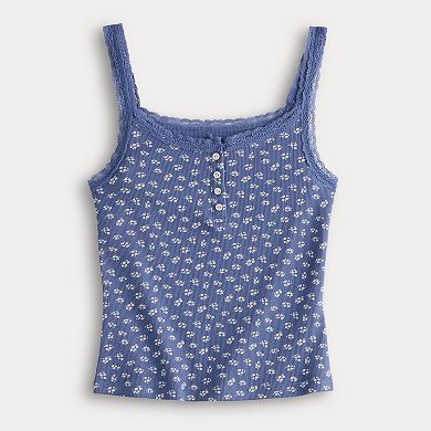 Juniors' SO® Rib Henley Tank