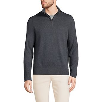 Men's Lands' End Fine Gauge Cotton Quarter Zip Sweater