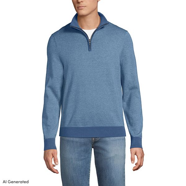 Men's Lands' End Fine Gauge Cotton Quarter Zip Sweater