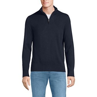 Men's Lands' End Fine Gauge Cotton Quarter Zip Sweater
