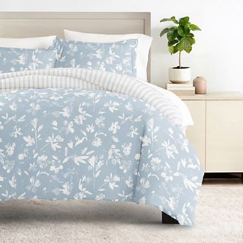 Urban Loft's Bedding Bundle, Patterned Duvet Cover Set, White Comforter And Solid Sheet Set
