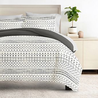 Urban Loft's Bedding Bundle, Patterned Duvet Cover Set, White Comforter And Solid Sheet Set