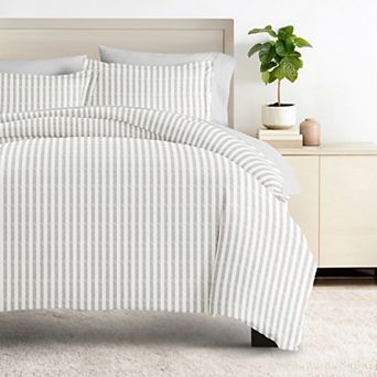 Urban Loft's Bedding Bundle, Patterned Duvet Cover Set, White Comforter And Solid Sheet Set